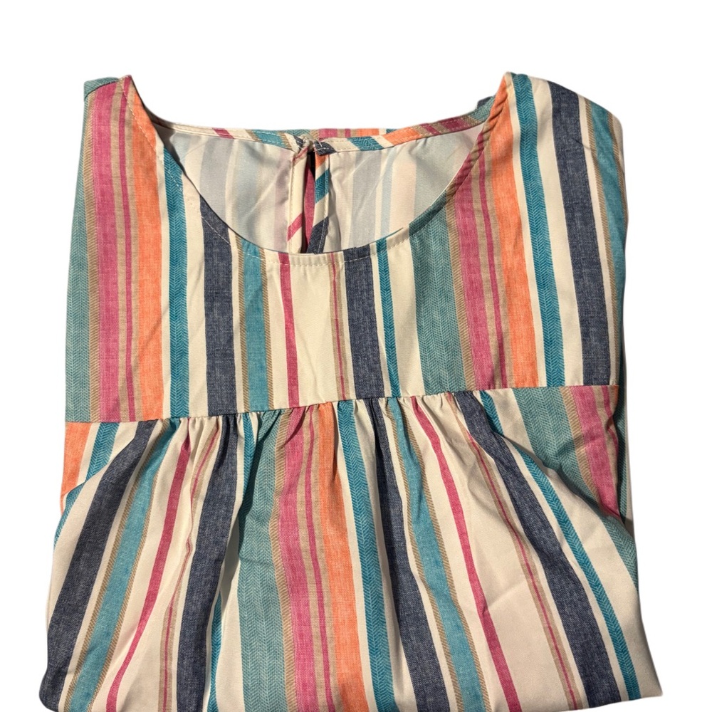 Colorful Striped Ruffle Sleeve Top - Picture 2 of 3